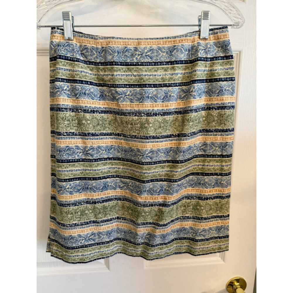 Vintage 90's Bushwhacker skirt striped floral/paisley SZ 8 Blue/Green/Mustard